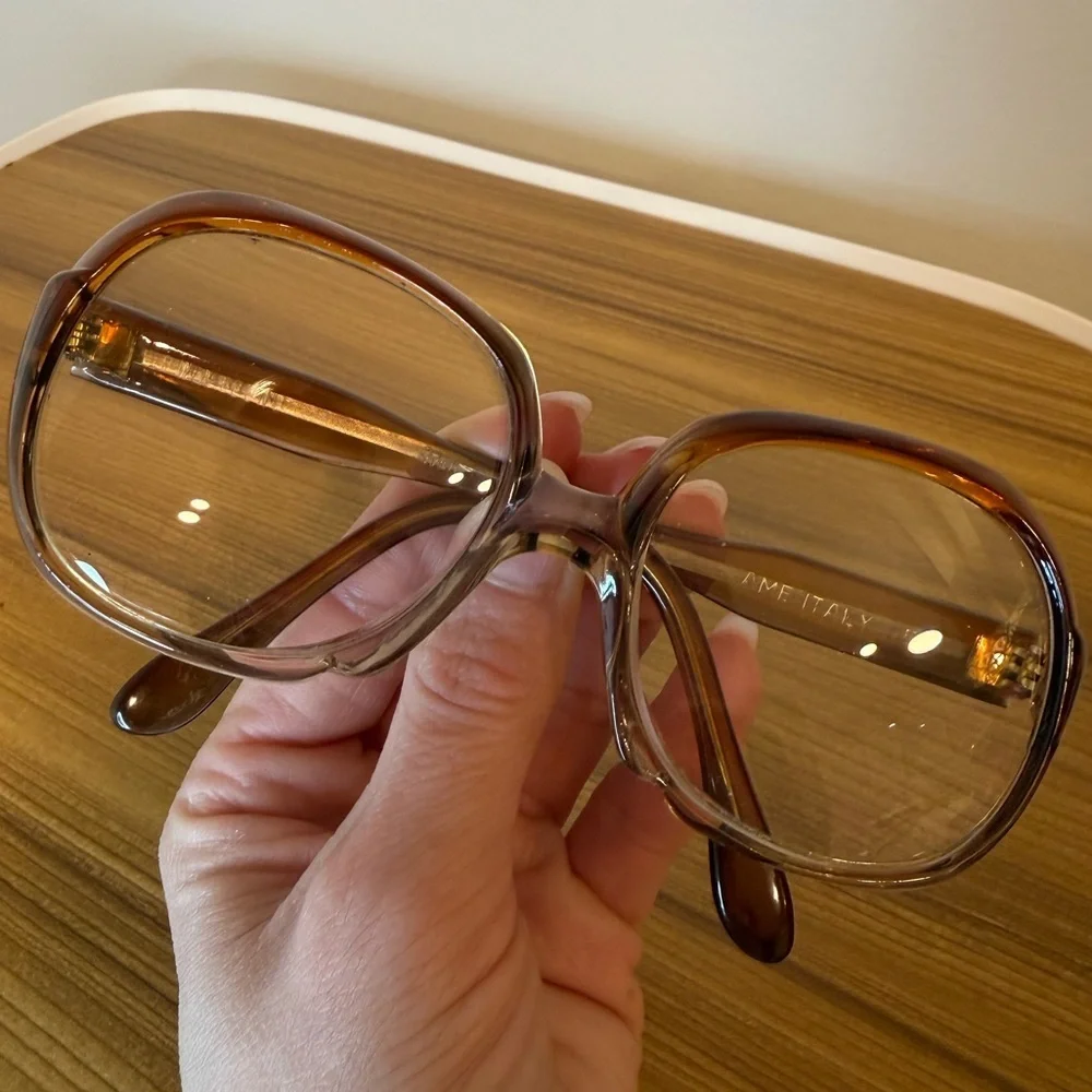 Vintage Oversized Brown Eyeglasses Frames Made in Italy